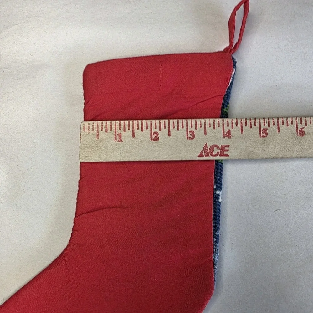 Lot 2 Vintage Small Size needlepoint christmas stockings Geometric‎ & Geese